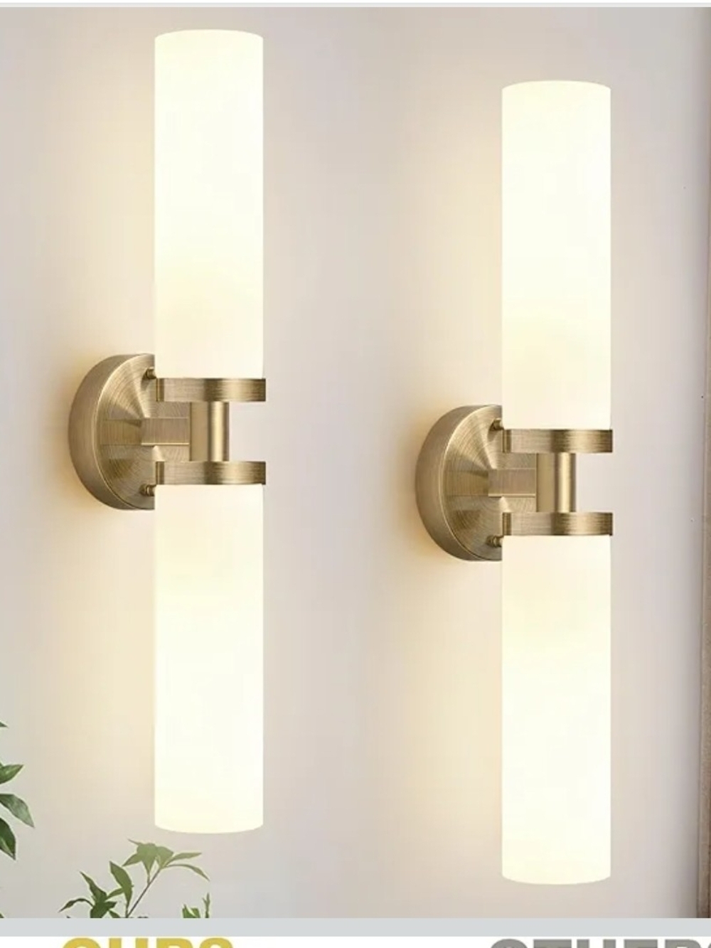 Indoi Brass Wall Sconces Set of 2 Hardwired Glass Bathroom Vanity Lights
